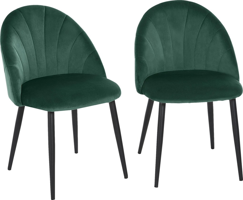 HOMCOM Conjunto de 2 Cadeiras de Sala de Jantar Cadeira de Cozinha Veludo Pés de Metal Verde 52x54x79 cm | Aosom Portugal