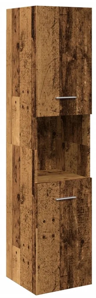 vidaXL Armário suspenso de WC 30x30x130cm deriv. madeira madeira velha