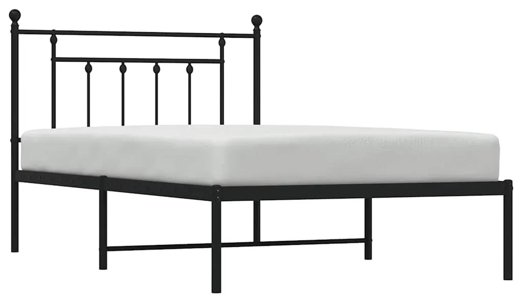 Estrutura de cama com cabeceira 100x200 cm metal preto