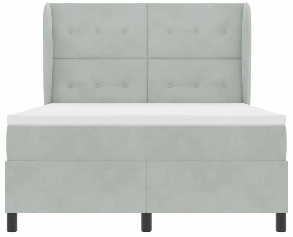 Cama Box com Colchão vidaXL - Cinzento-claro, 140x190 cm, Veludo
