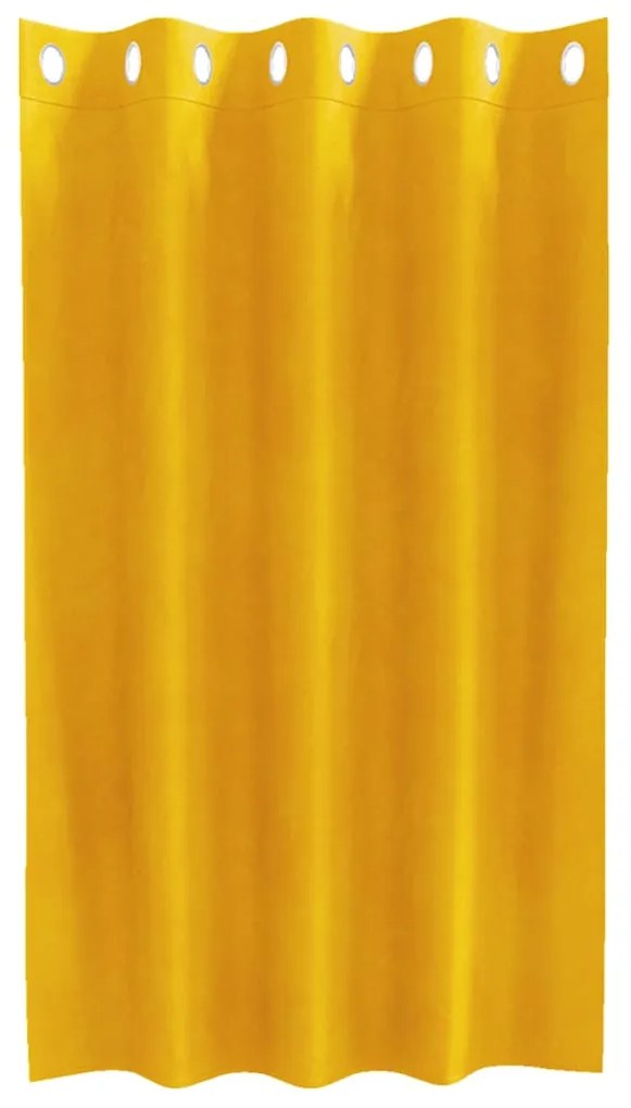Cortinas Blackout com Ilhós 2 pcs Amarelo Mostarda Veludo