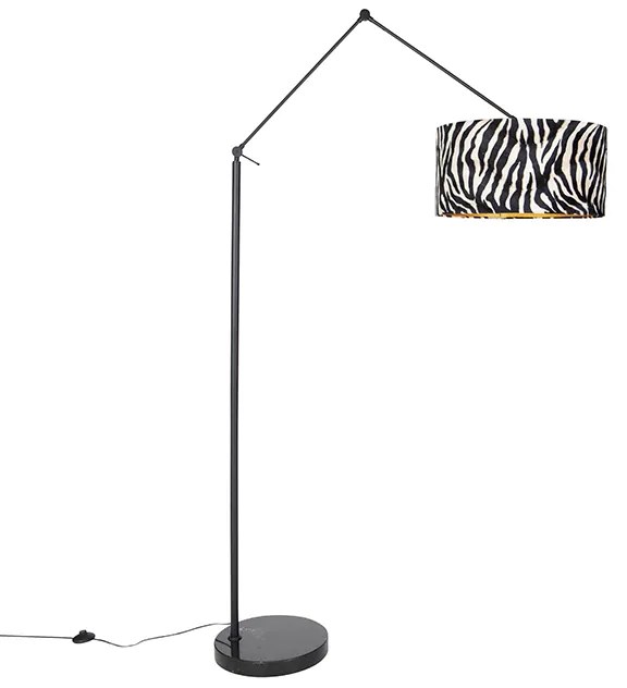 Candeeiro de pé preto com abat-jour de zebra 50 cm - Editor Moderno