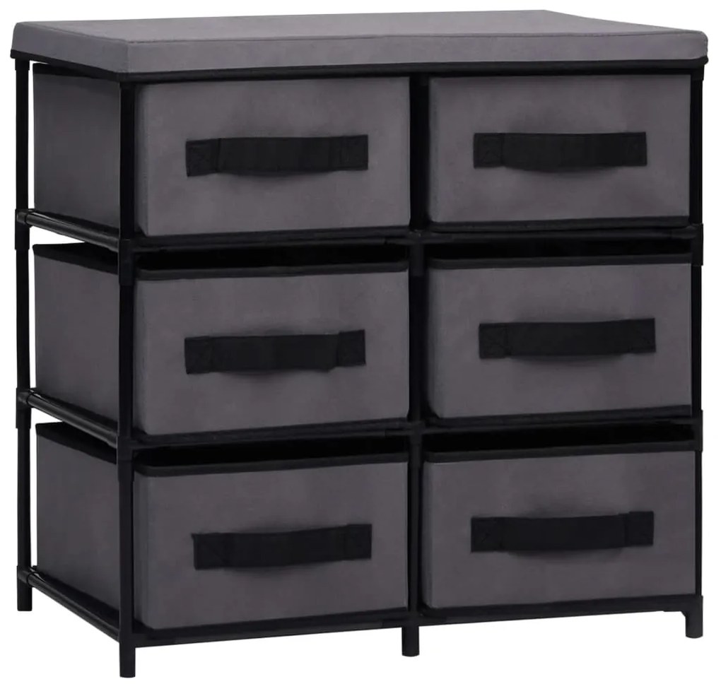 Armário de arrumação com 6 gavetas 55x29x55 cm aço cinzento