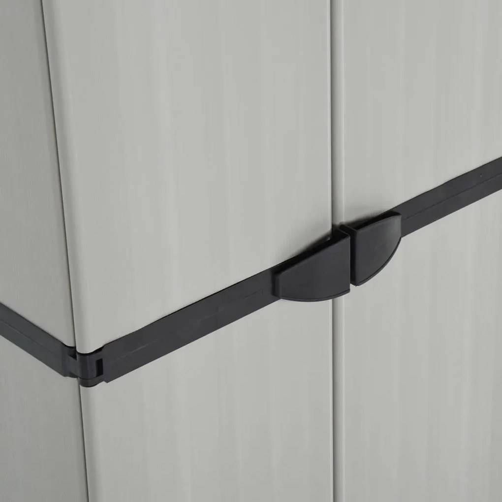 Armário arrumação jardim 3 prateleiras 68x40x168cm cinza/preto