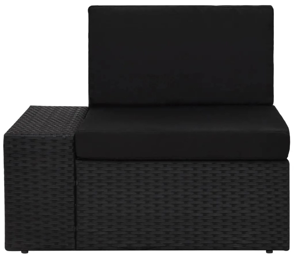 5 pcs conjunto lounge de jardim c/ almofadões vime PE preto