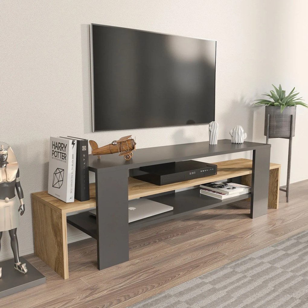 TV Stand Lenora – Carvalho Preto – 150 cm x 45 cm x 35 cm