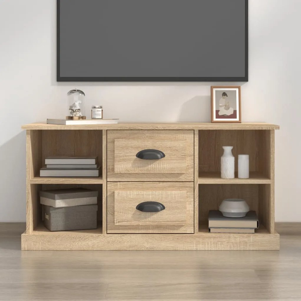 vidaXL Móvel p/ TV 99,5x35,5x48 cm derivados madeira carvalho sonoma