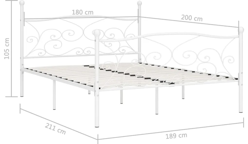Estrutura de cama com estrado de ripas 180x200 cm metal branco