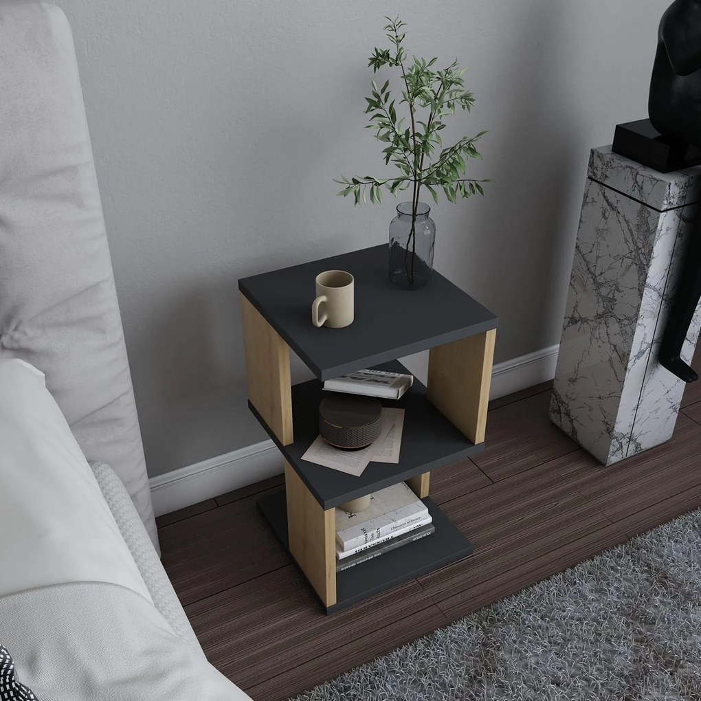 Mesa de Cabeceira Carter – Antracite Carvalho – 29,6x29,6x49,4 cm