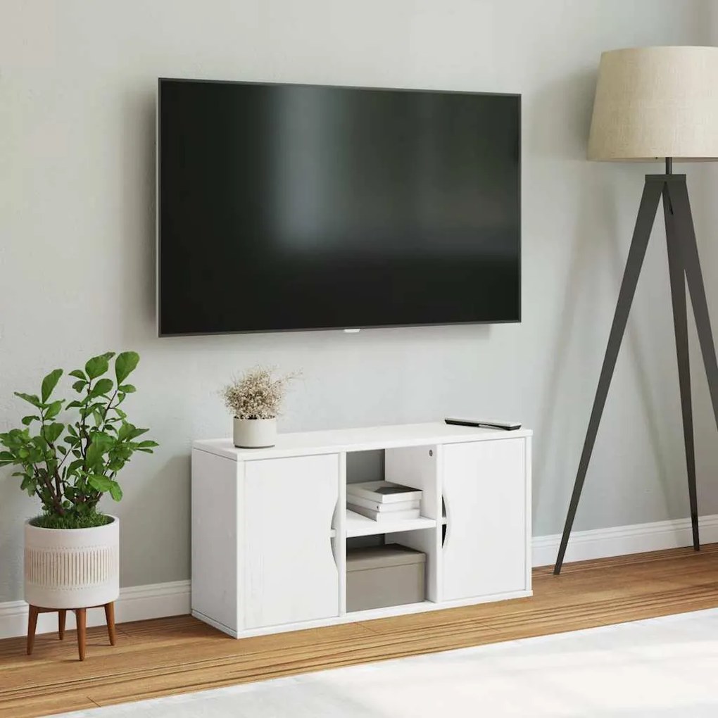 Armário para TV 79x24x40 cm Madeira maciça de pinho Branco