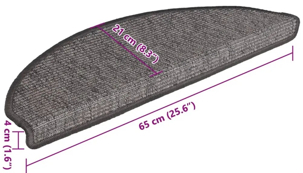 Tapetes de escada autoadesivos 15 pcs 65x21x4cm cinzento e bege