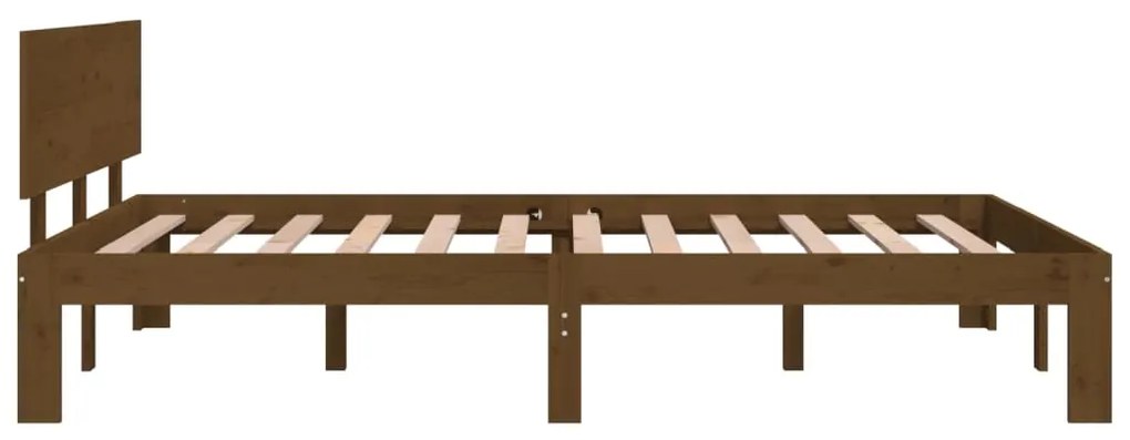 Estrutura cama pequena de casal 120x190 cm madeira castanho-mel