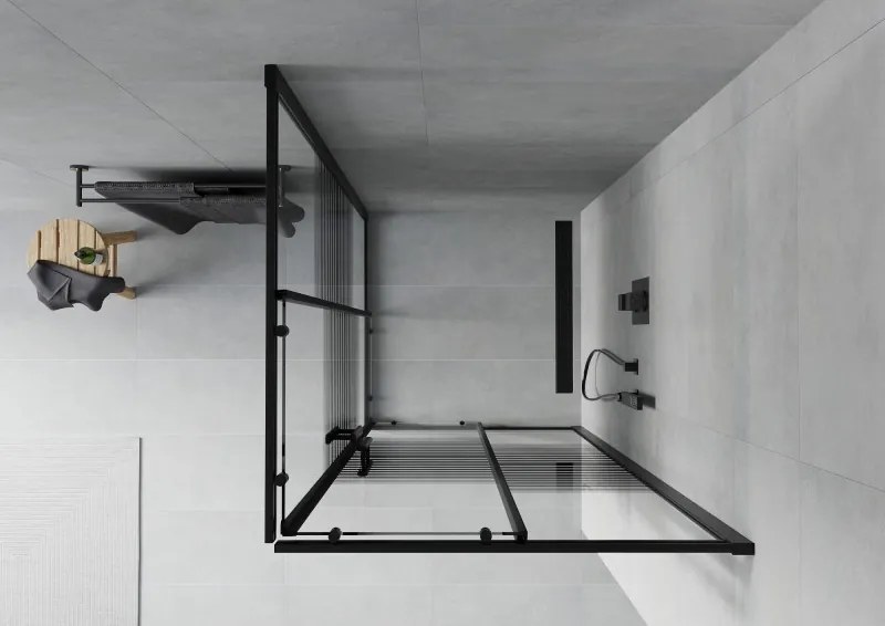 Mexen Rio cabine de duche quadrada 90 x 90 cm, faixas pretas, preta - 860-090-090-70-20
