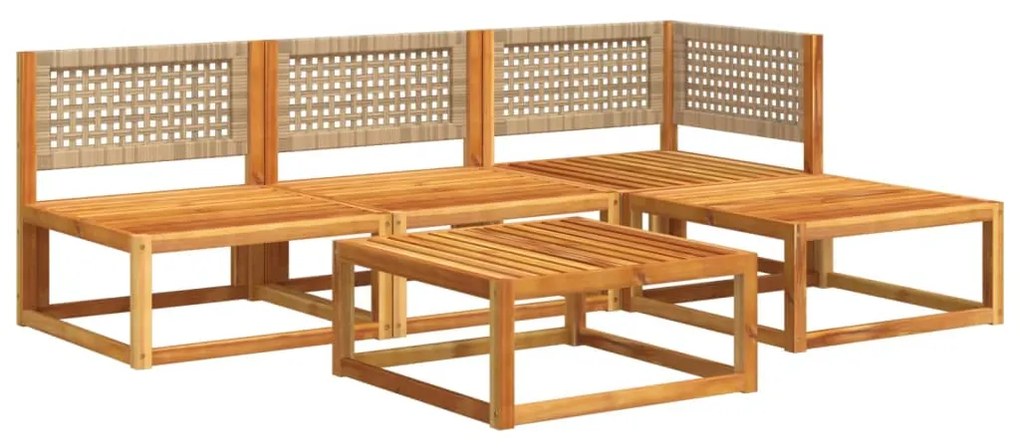 5 pcs conjunto de sofás de jardim com almofadões acácia maciça