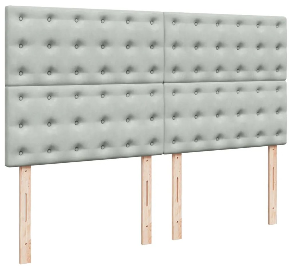 Cama com molas/colchão 180x200 cm veludo cinzento-claro