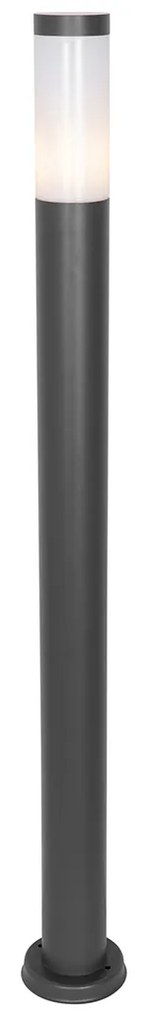 Candeeiro de poste exterior moderno cinzento escuro com opala 110 cm IP44 - Rox
