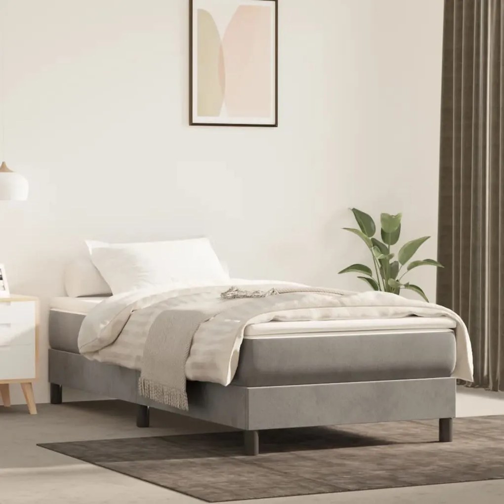 347688 vidaXL Colchão de molas ensacadas 80x200x20 cm veludo cinza-claro