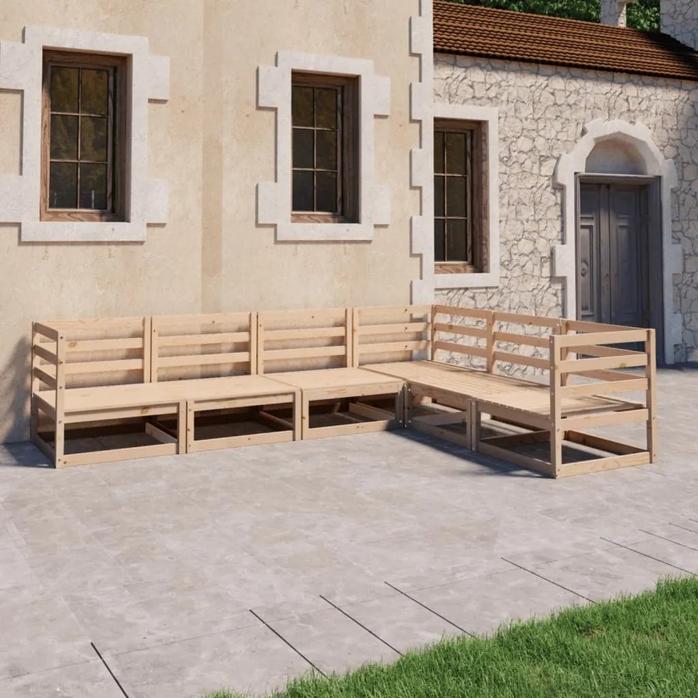 vidaXL 6 pcs conjunto lounge de jardim pinho maciço