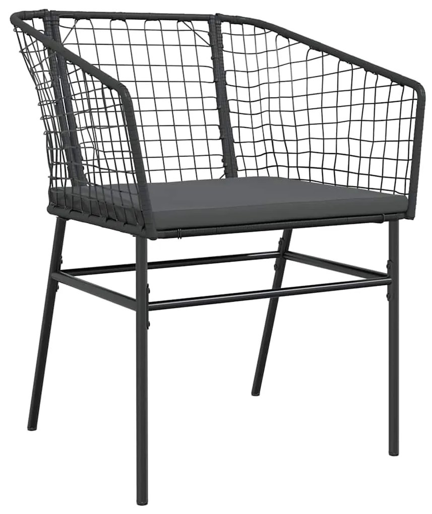 Conjunto de jantar jardim 7 peças almofadas vidro vime PE preto