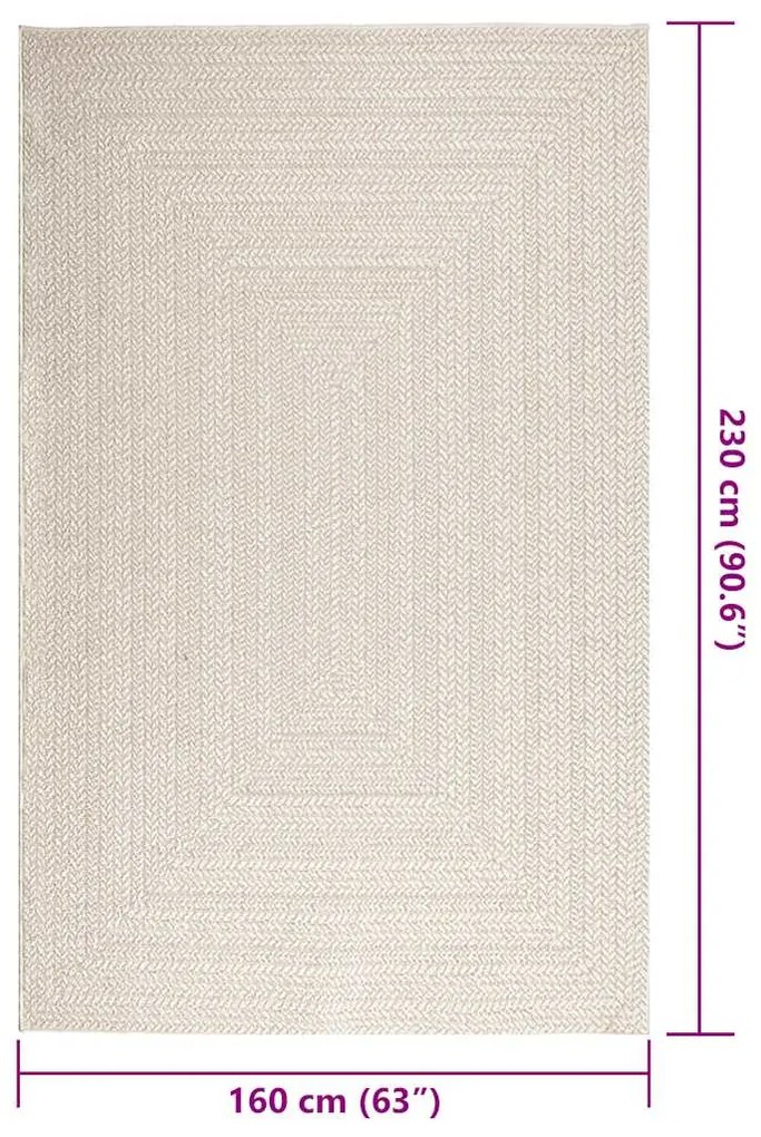 Tapete ZIZUR creme 160x230cm aspeto de juta interior e exterior