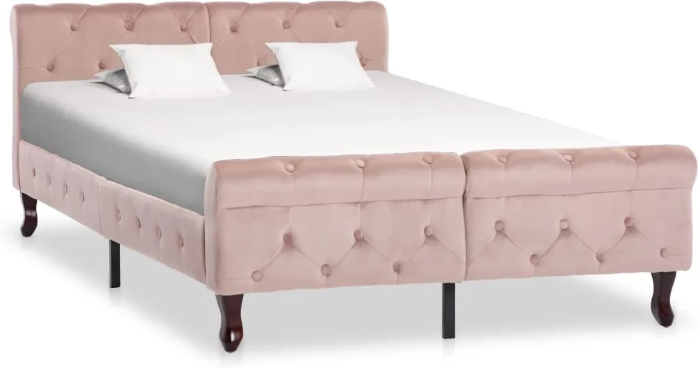 Estrutura de cama 120x200 cm veludo cor-de-rosa