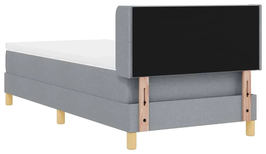 Cama Box com Colchão Cinza Claro, 90 x 200 cm, Tecido