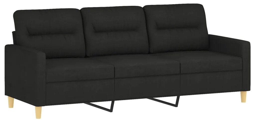 Sofá Garland Chaise Longue de 3 Lugares - Preto - 198x77x80 cm Em Teci