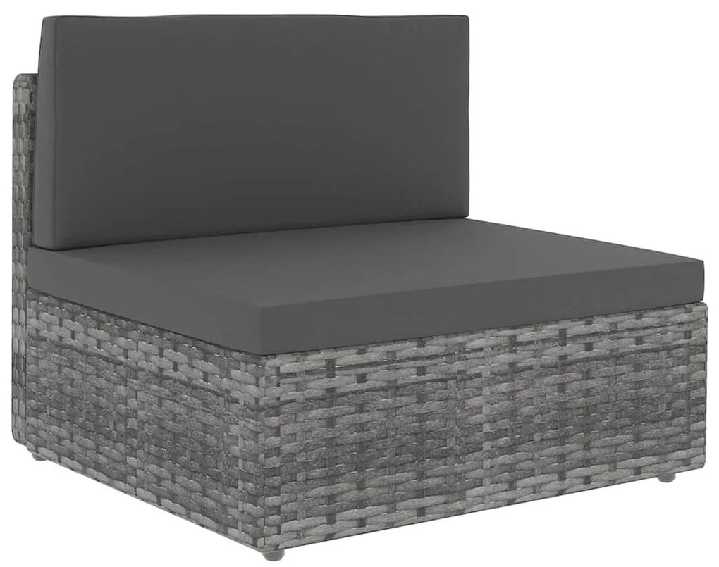 11 pcs conjunto lounge de jardim c/ almofadões vime PE cinzento