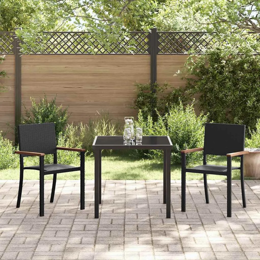 vidaXL Conjunto de Jantar para Jardim 3 pcs Preto Aço revestido a pó