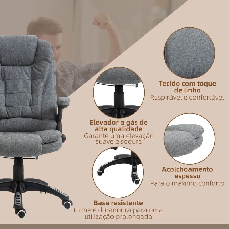 Cadeira de Escritório Urnit Reclinável com 6 Pontos de Massagem e Aque