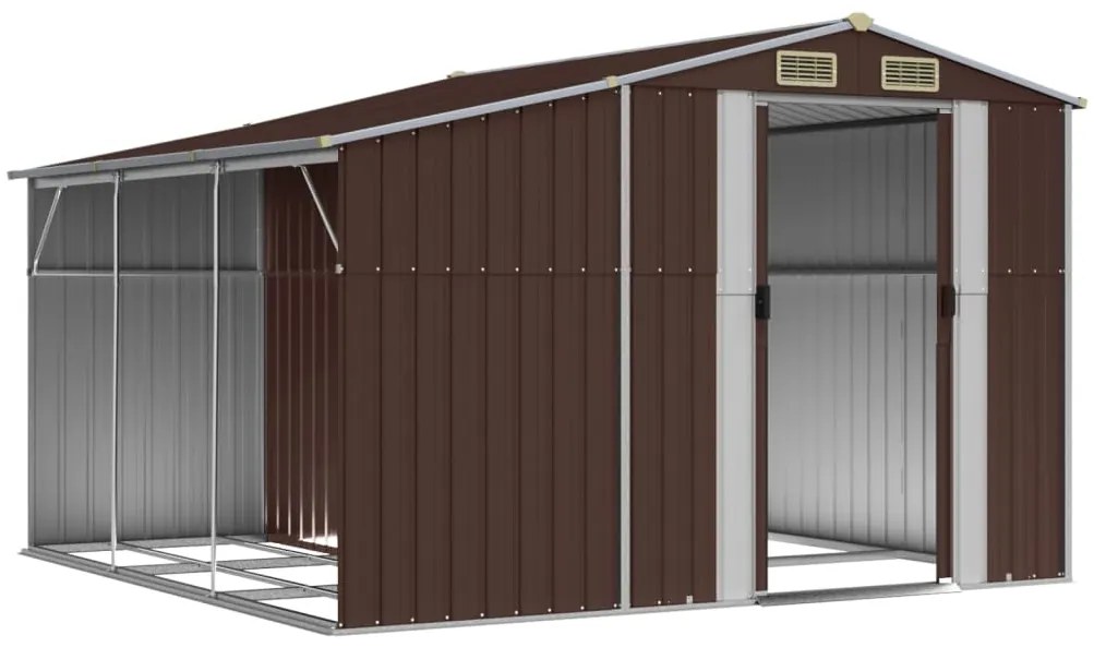 Abrigo de jardim 277x279x179 cm aço galvanizado castanho