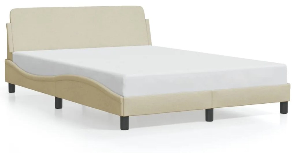 Estrutura de cama c/ cabeceira 140x200 cm tecido cor creme