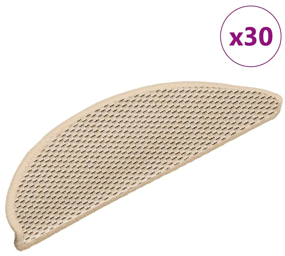 vidaXL Tapetes escada adesivos aspeto sisal 30 pcs 56x17x3 cm berbere