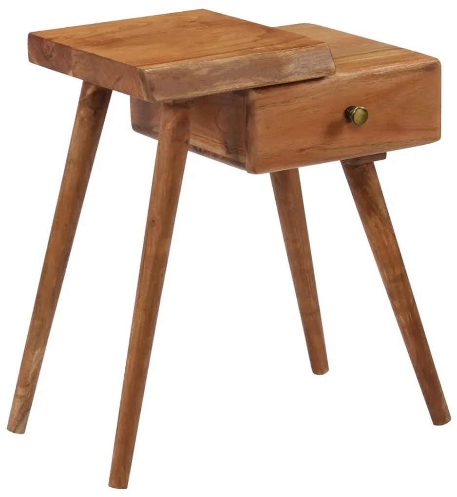 Mesa de cabeceira em madeira de acácia maciça 45x32x55 cm