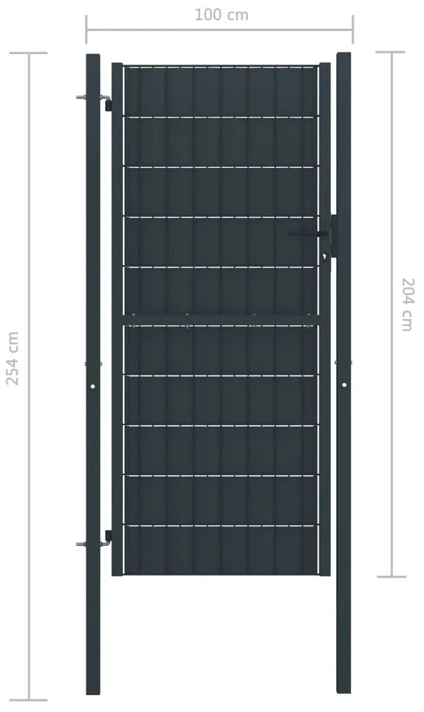 Portão de cerca 100x204 cm PVC e aço antracite