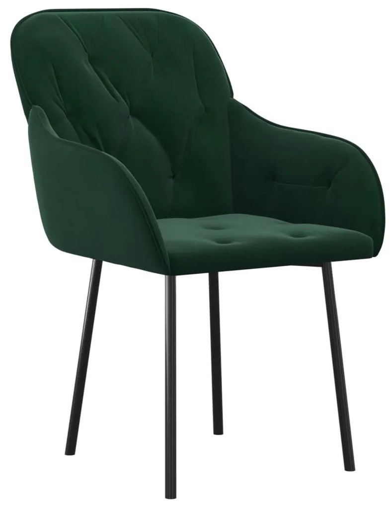 Cadeiras de jantar 2 pcs veludo verde-escuro