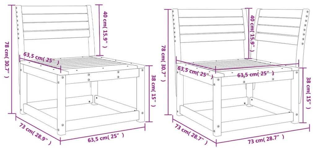 5 pcs conjunto de sofás para jardim madeira de douglas maciça