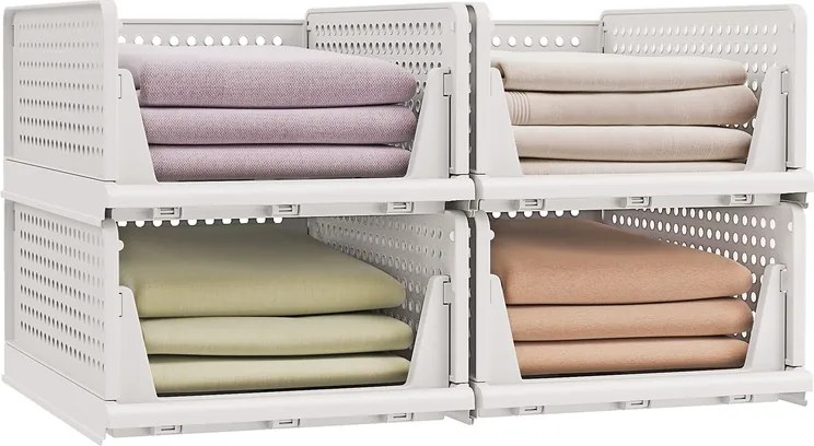 Conjunto de 4 organizadores empilháveis para armários Branco