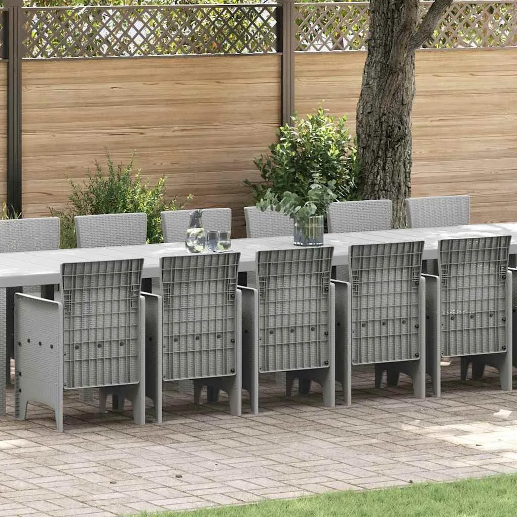 vidaXL Conjunto de Jantar para Jardim com 17 Peças Cinza Claro em Rattan