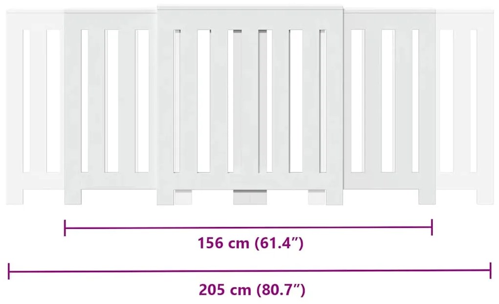 Cobertura de radiador 205x21,5x83,5 cm derivados madeira branco