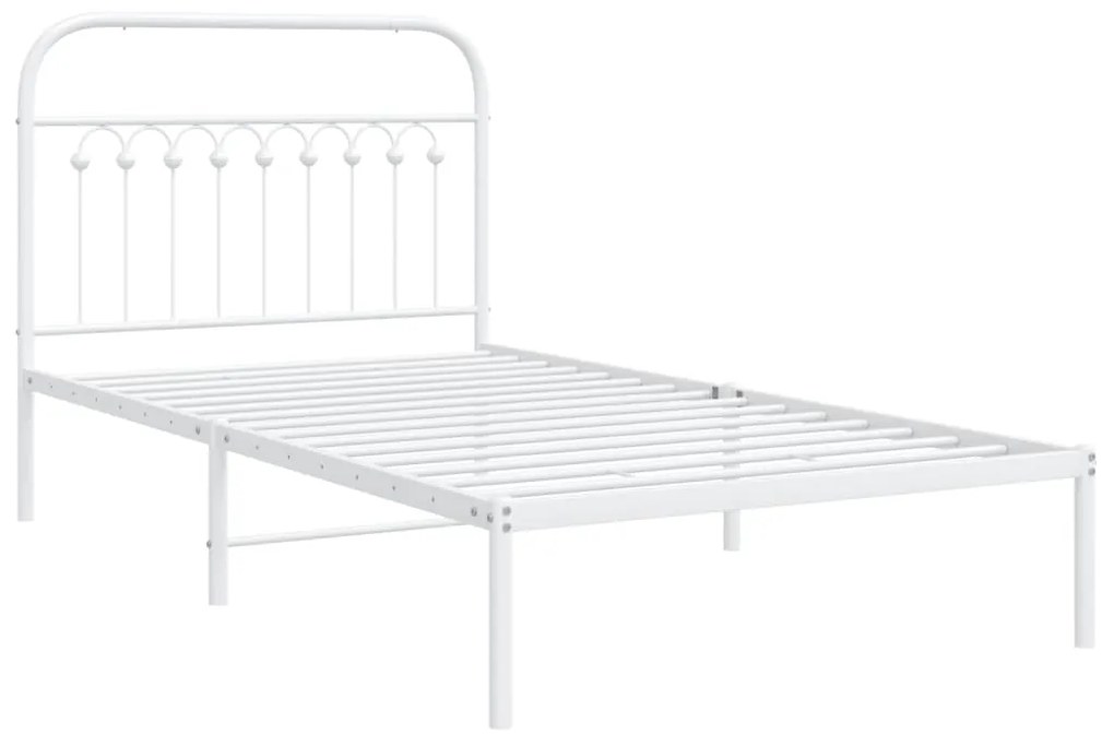 Estrutura de cama com cabeceira 100x200 cm metal branco