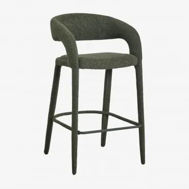 Banco Alto Estofado Arazeina Bouclé Verde Exército - Sklum