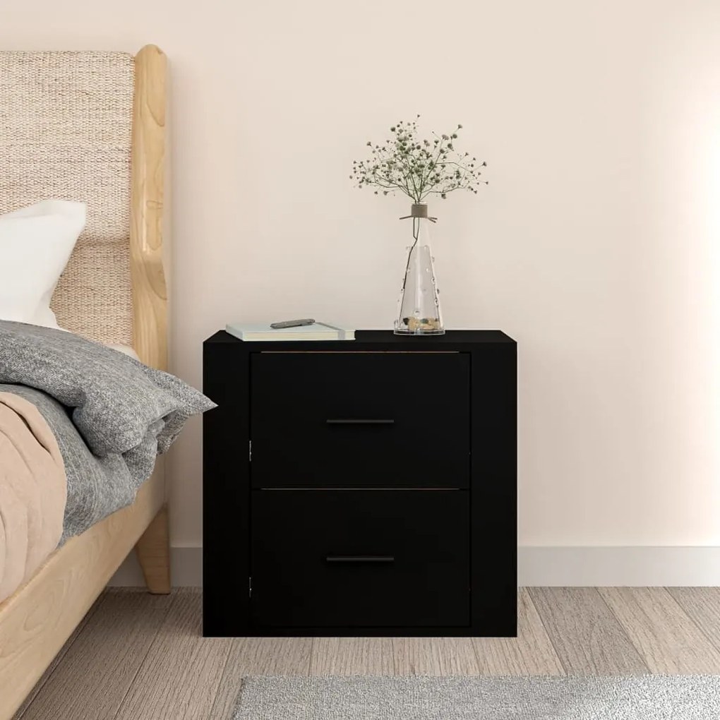 Mesa de cabeceira de parede 50x36x47 cm preto