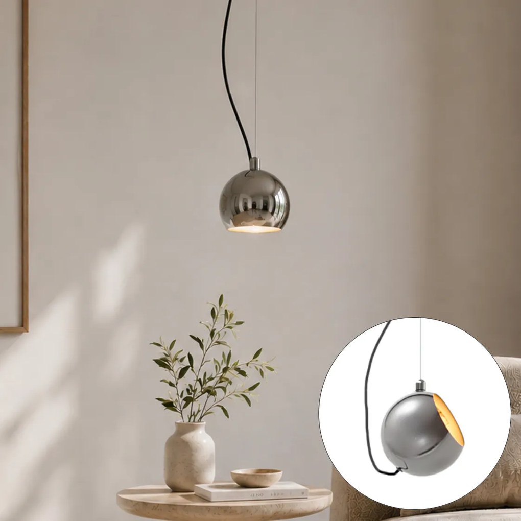Candeeiro Pendente de Design Cromado para Sistema de Calha Monofásico - Slimline Sara