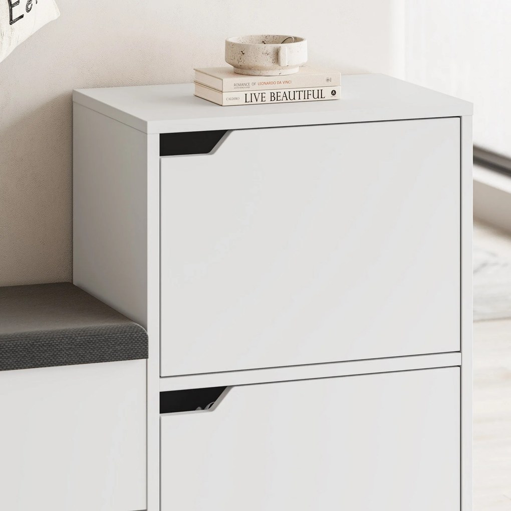 Sapateira Prag – Nogueira e Branco – 60x111x35 cm