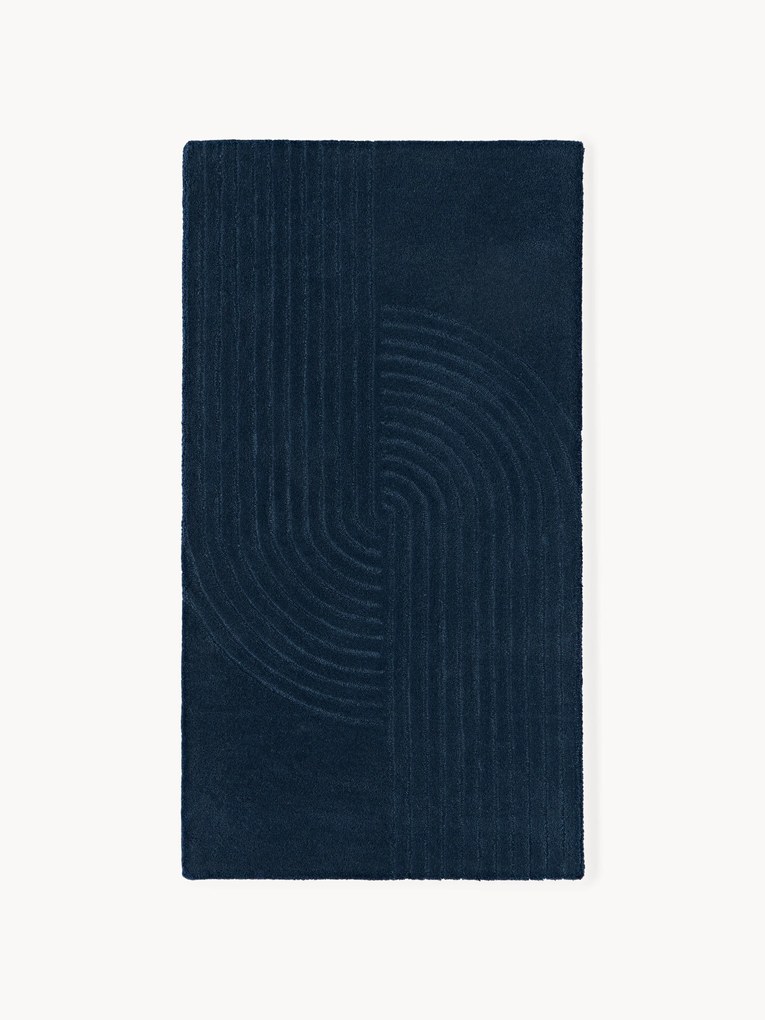 Tapete em lã artesanal com relevo Mason