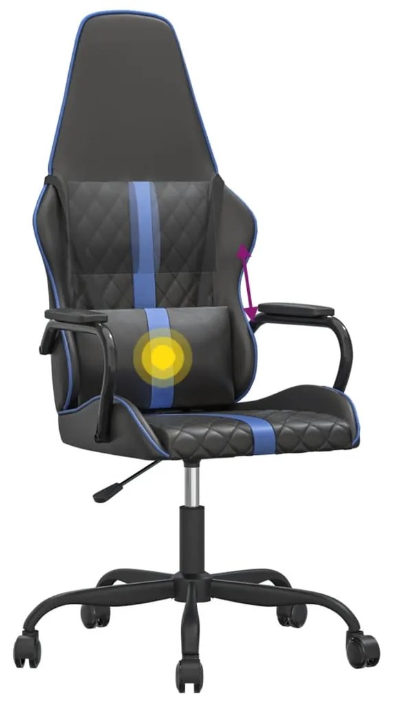 Cadeira gaming de massagens couro artificial azul e preto