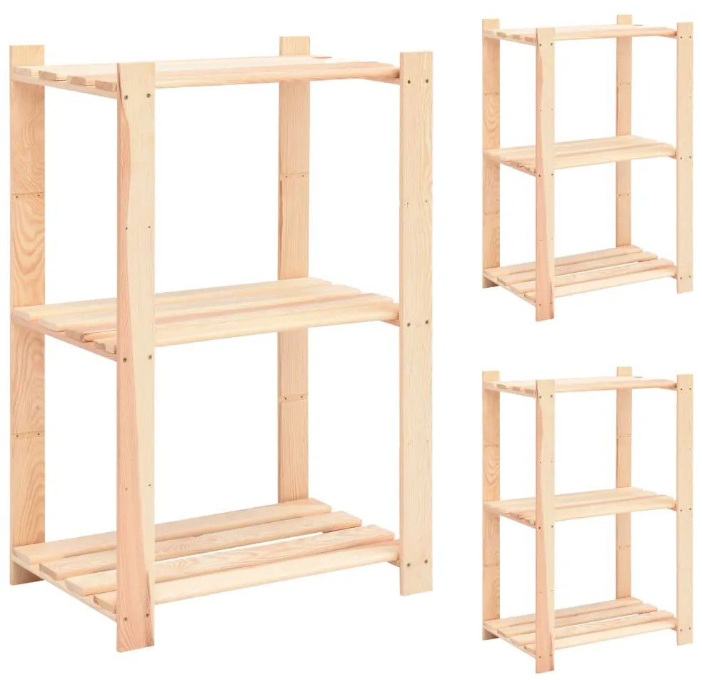 3051122 vidaXL 3 unidades arrumação 3 prateleiras 60x38x90cm pinho 150 kg