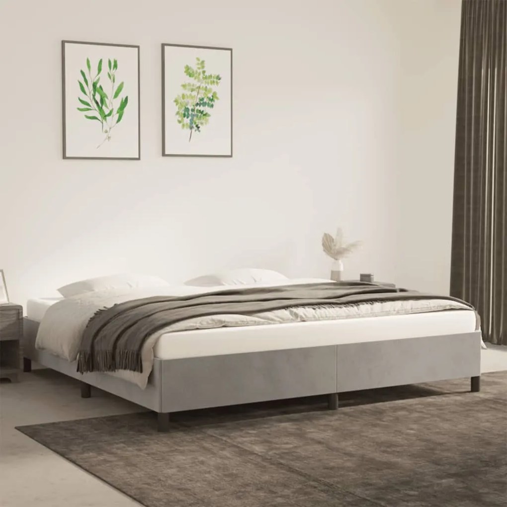 vidaXL Estrutura de cama sem colchão 200x200 cm veludo cinzento-claro