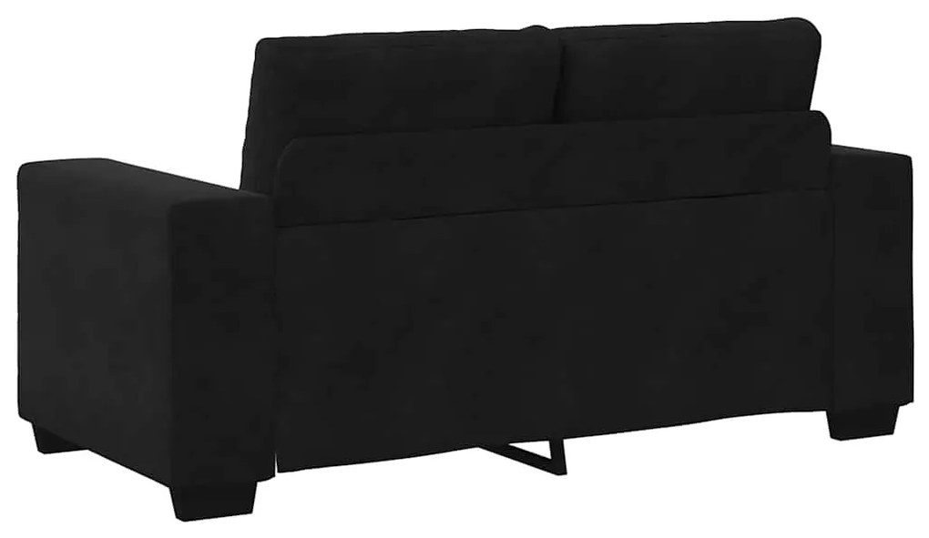 Conjunto de Sofá de 3 Peças com Almofadas em Veludo Preto